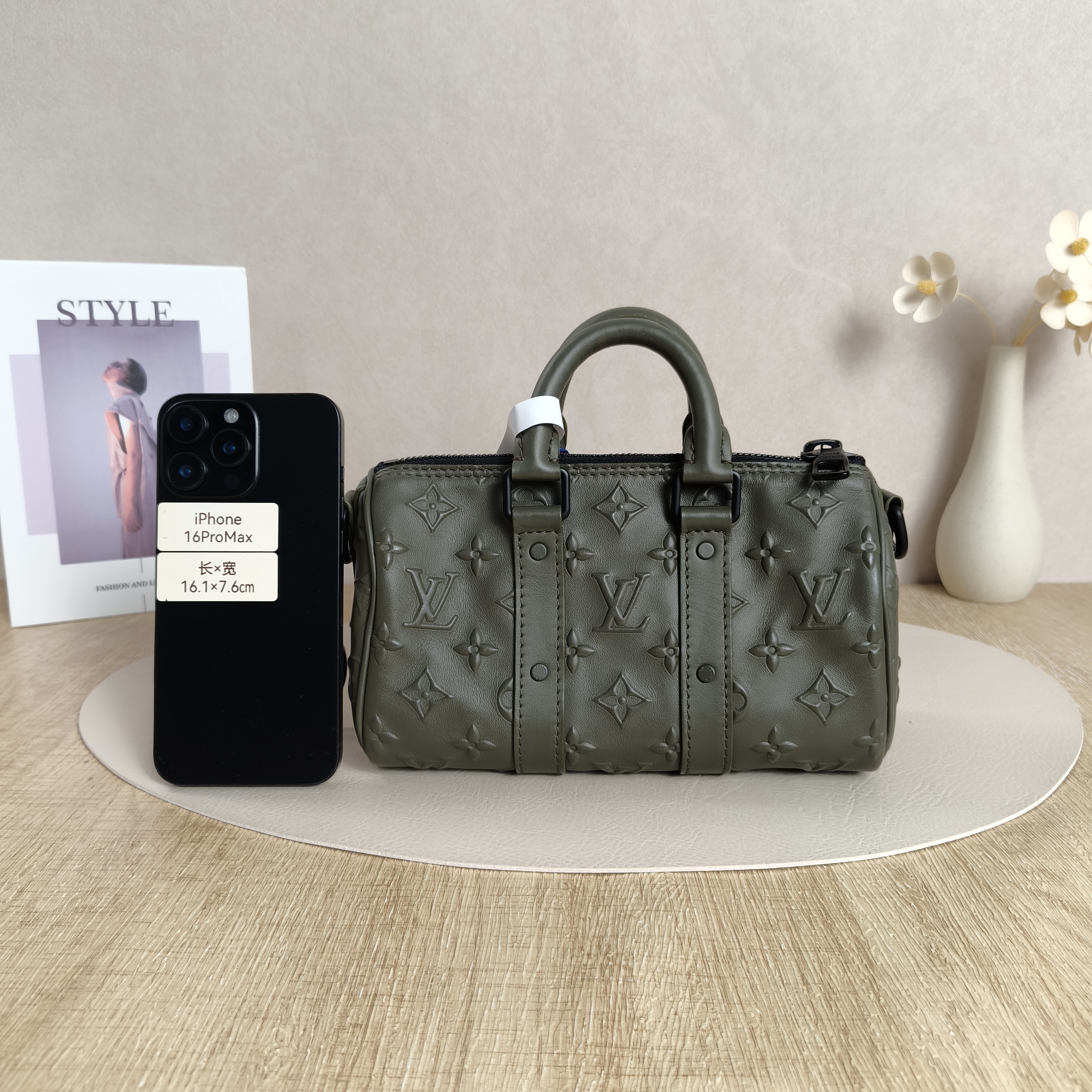 Louis Vuitton Crossbody Bag Keepall XS Green Monogram Seal Calfskinmini21 × 9 × 12 cm — cover view 10 of 11