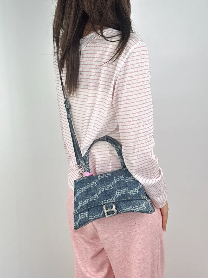 BALENCIAGA Crossbody Bag Hourglass Hourglass Bag Blue Small23 × 10 × 14 cm — on-model view 3 of 3