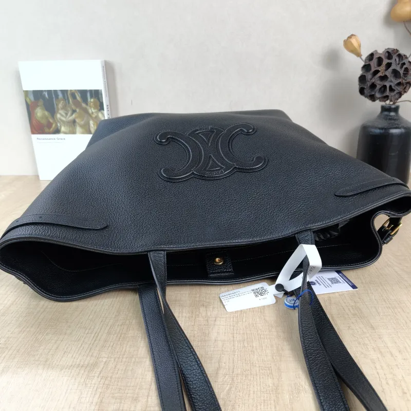 CELINE Shoulder Bag Cabas Anais Tote Bag Black Calfskin Small28 × 12 × 24 cm — detail view 6 of 12