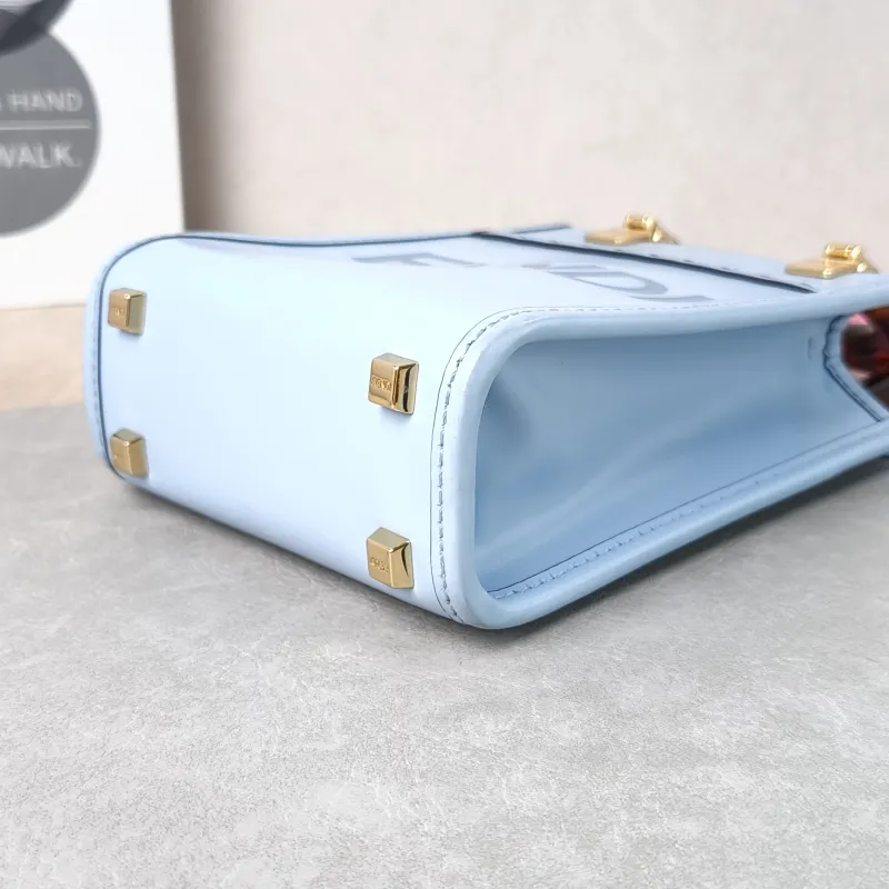FENDI Crossbody Bag sunshine Blue Calfskin Mini 13 × 6.5 × 18 cm — detail view 7 of 11