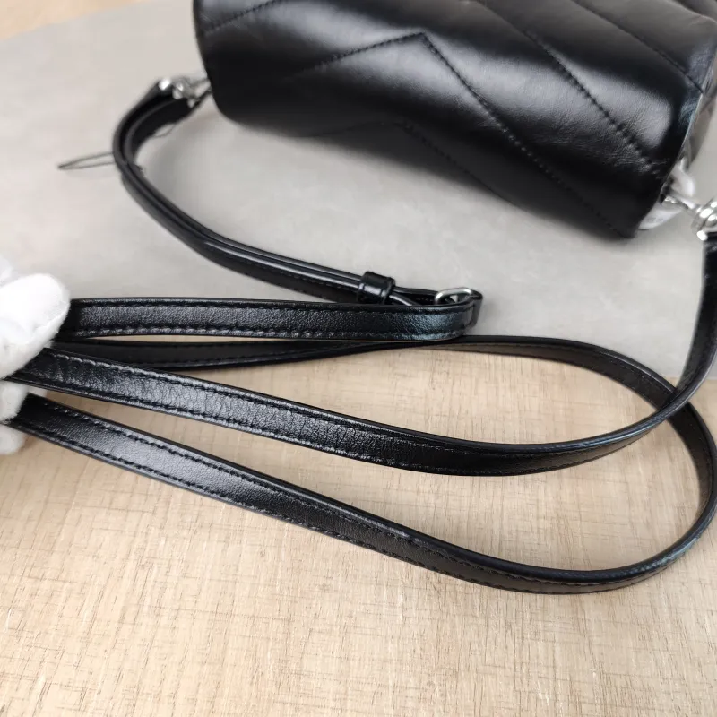 SAINT LAURENT Crossbody Bag LOULOU Black Calfskin Mini 20 × 7.5 × 14 cm — detail view 2 of 12