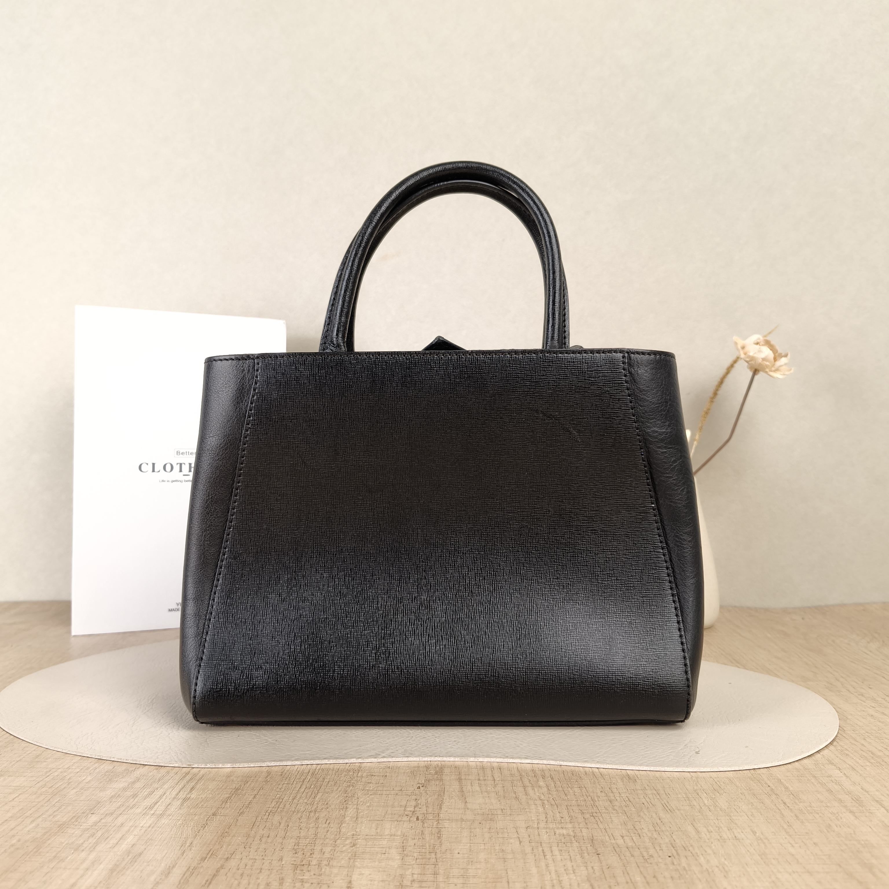 FENDI Top Handle Bag 2Jours Shoulder Bag Black Calfskin Small 28 × 13 × 20 cm — cover view 4 of 5
