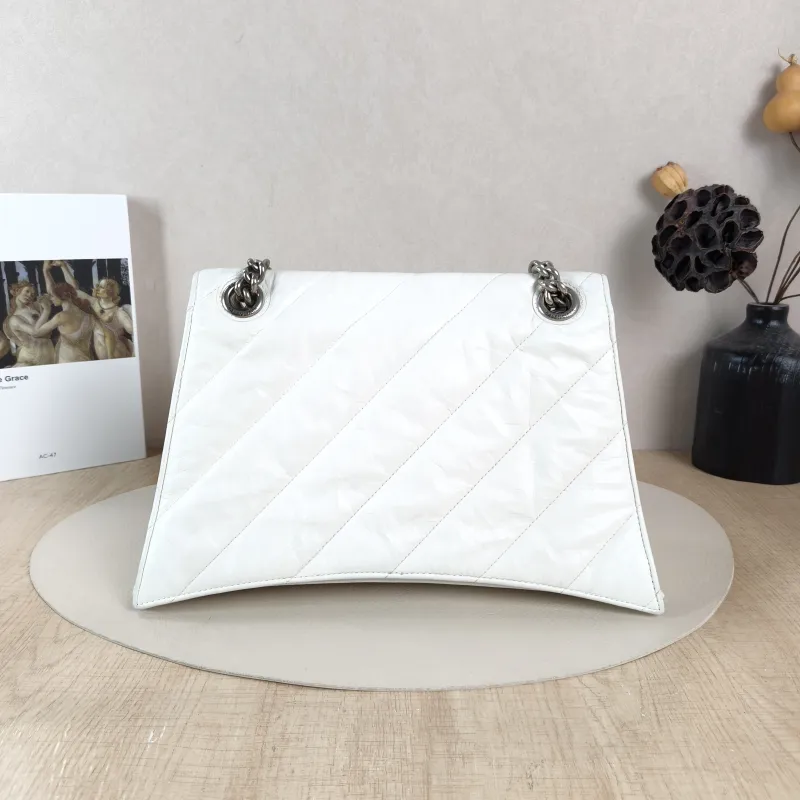 BALENCIAGA Shoulder Bag CRUSH Chain Bag White Calfskin Medium 32 × 10 × 20 cm — cover view 3 of 5