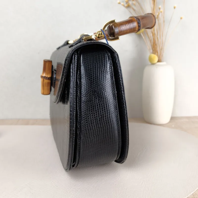 GUCCI Shoulder Bag Bamboo Collection Vintage Top Handle Bag Black Medium 26 × 7 × 16 cm — detail view 11 of 12