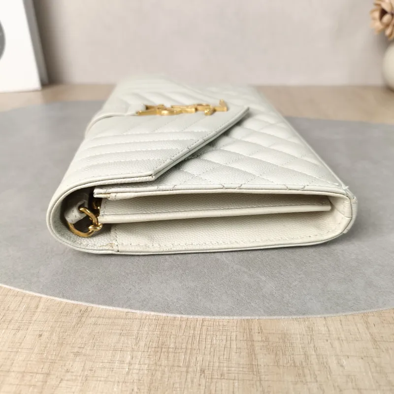SAINT LAURENT Crossbody Bag ENVELOPE White Calfskin Small21 × 6 × 13 cm — detail view 4 of 13