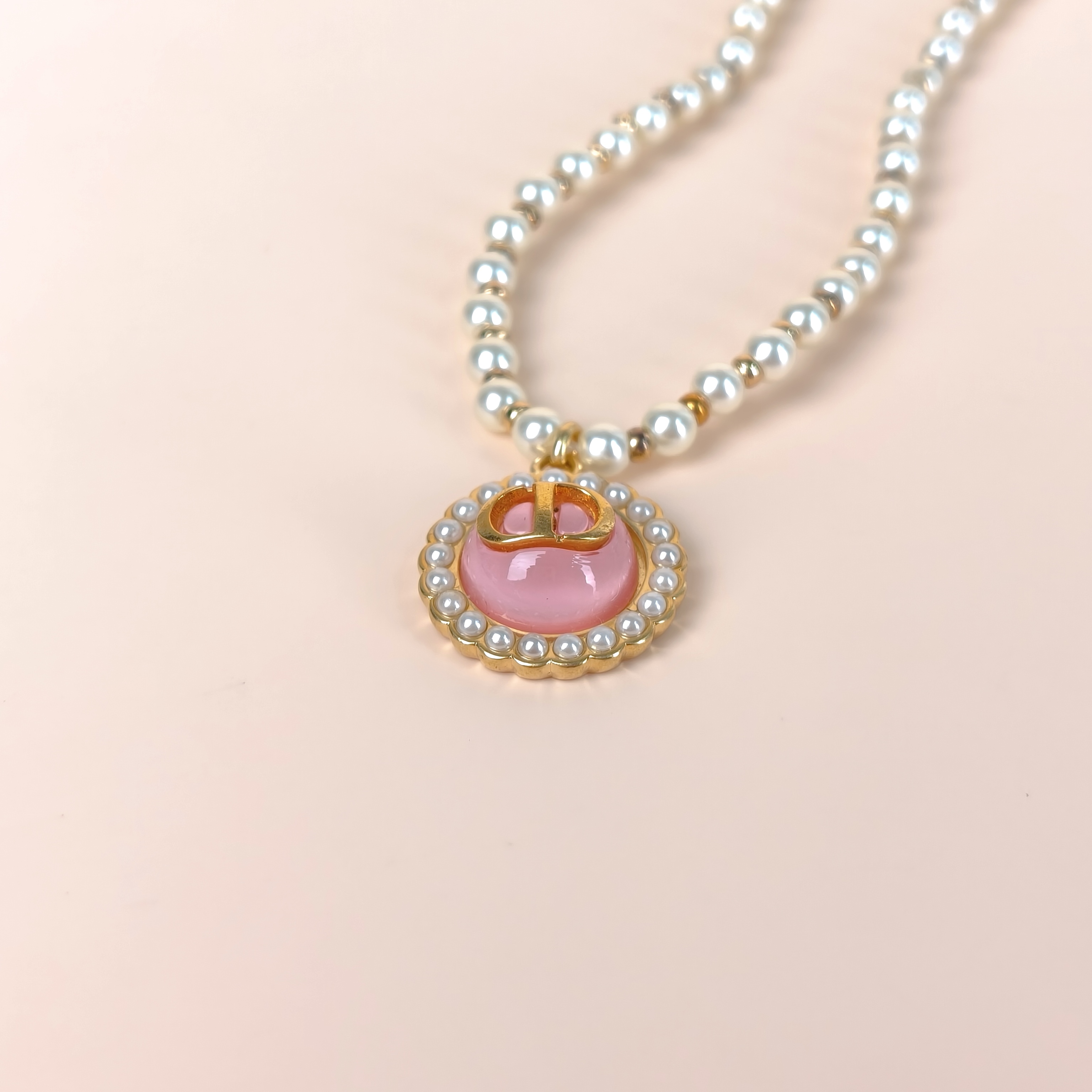 DIOR Necklace Pearl Necklace Gold Pink · One Size43cm — cover view 5 of 8