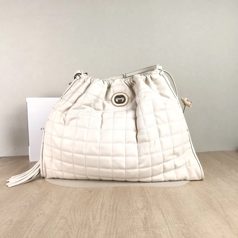 GUCCI Shoulder Bag Deco Tote Bag White Calfskin Large 53 × 8.5 × 32 cm