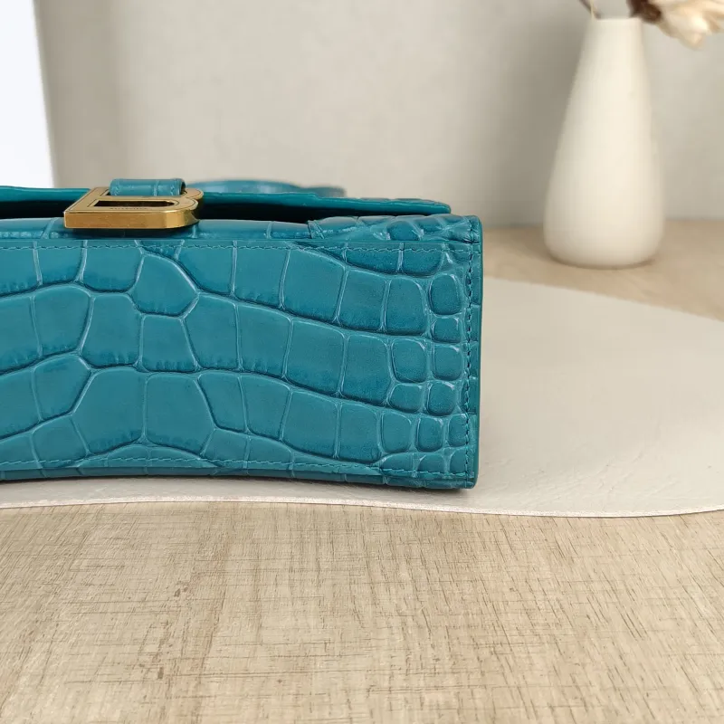 BALENCIAGA Crossbody Bag Hourglass Hourglass Bag Green Embossed Calfskin XS 19 × 8 × 13 cm — detail view 1 of 12