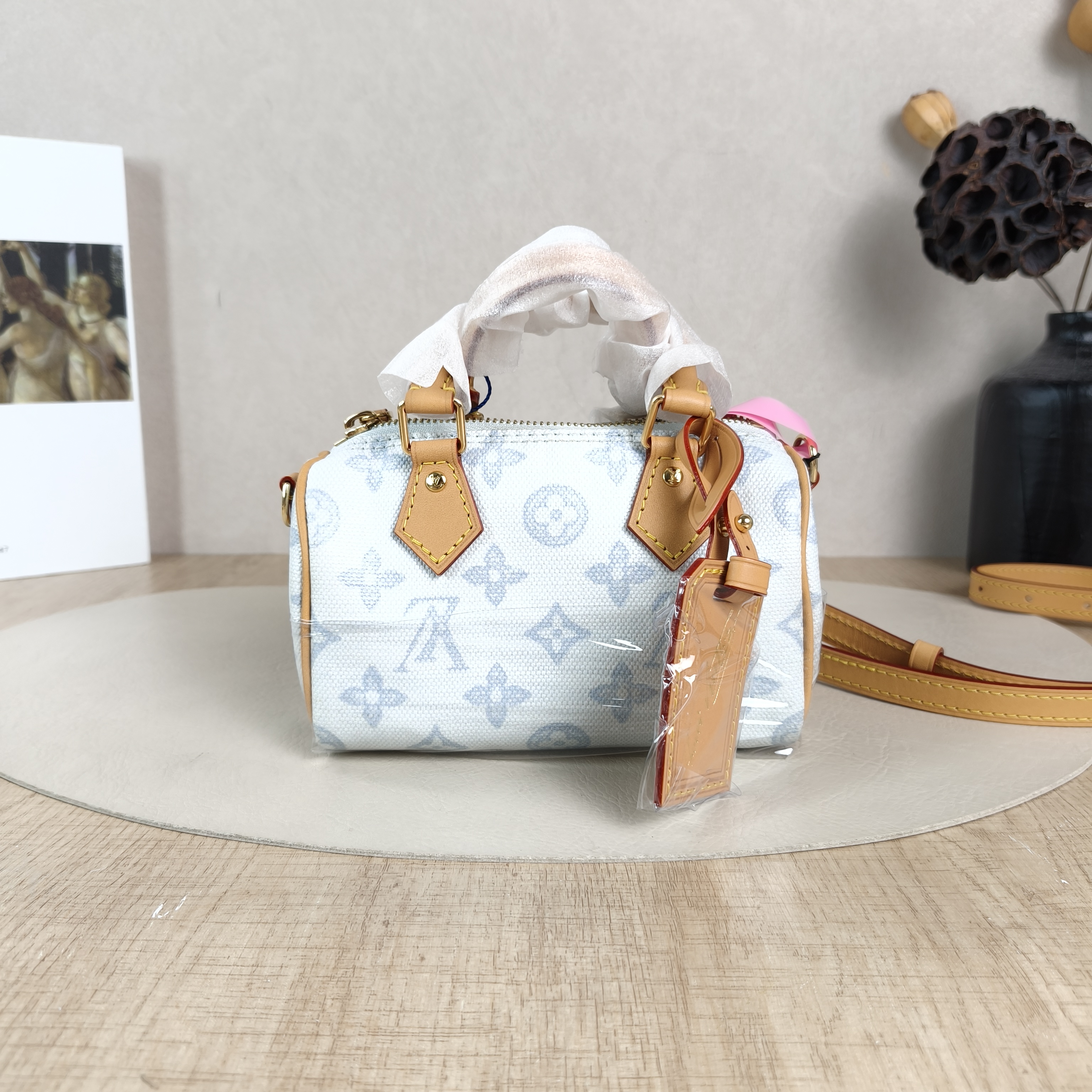 Louis Vuitton Crossbody Bag Speedy Nano Blue PV Cnano16 × 7.5 × 10 cm