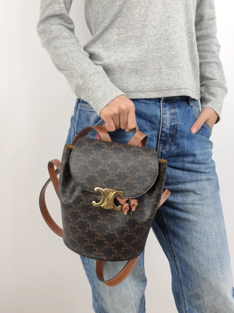 CELINE Backpack BONNIE Backpack Monogram PVC One Size 18 × 13 × 25 cm — on-model view 2 of 3