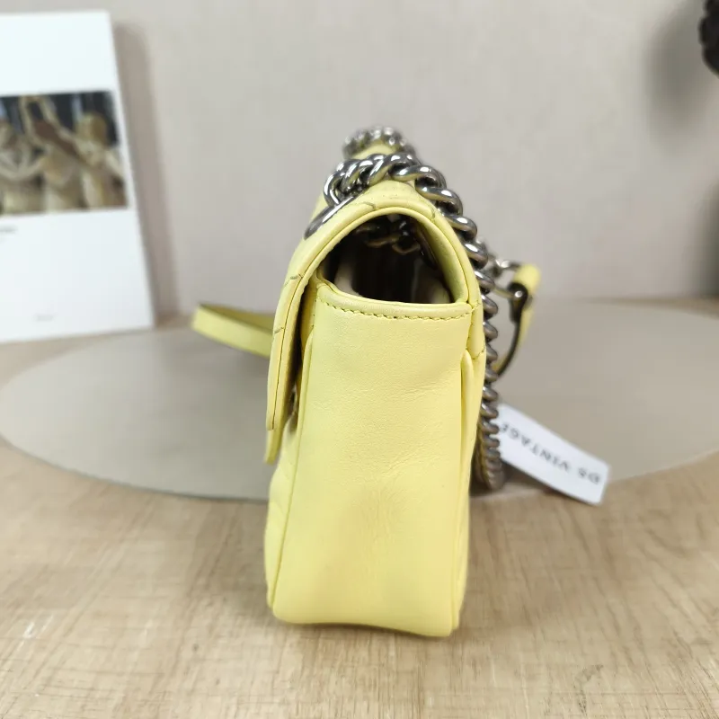 GUCCI Crossbody Bag GG Marmont Small Marmont 22 Yellow Calfskin Small 22 × 6 × 13 cm — detail view 3 of 13