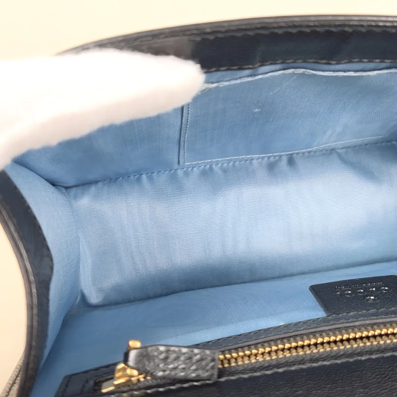 GUCCI Crossbody Bag Sylvie Shoulder Strap Edition Black Calfskin Small 25.5 × 8 × 17 cm — detail view 10 of 12