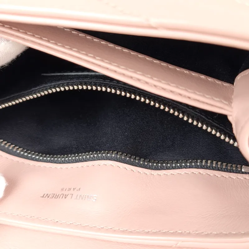 SAINT LAURENT Shoulder Bag LOULOU Pink Calfskin Mini 20 × 7.5 × 14 cm — detail view 4 of 11
