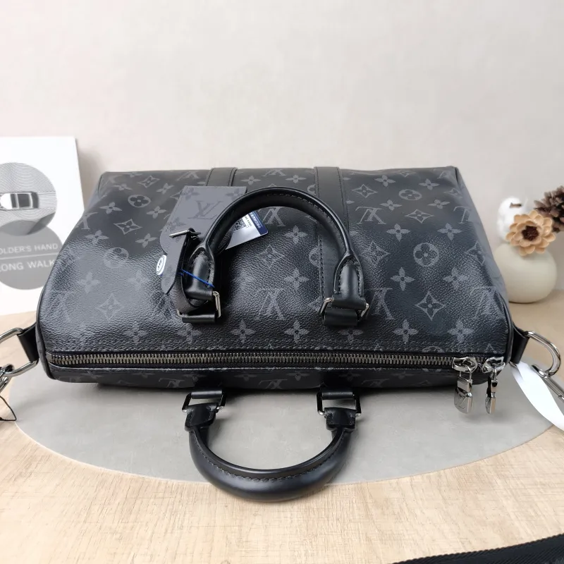 Louis Vuitton Crossbody Bag Keepall 35 Black PVC One Size 35 × 16 × 21 cm — detail view 9 of 12