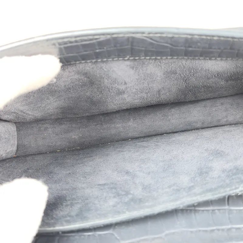 SAINT LAURENT Crossbody Bag SUNSET Grey Calfskin Medium 22 × 6.5 × 16 cm — detail view 8 of 13