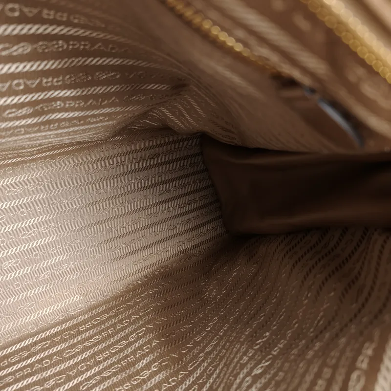 PRADA Shoulder Bag Bonnie Soft Lux Taupe Waxed Leather 42 × 12 × 30 cm — detail view 11 of 13