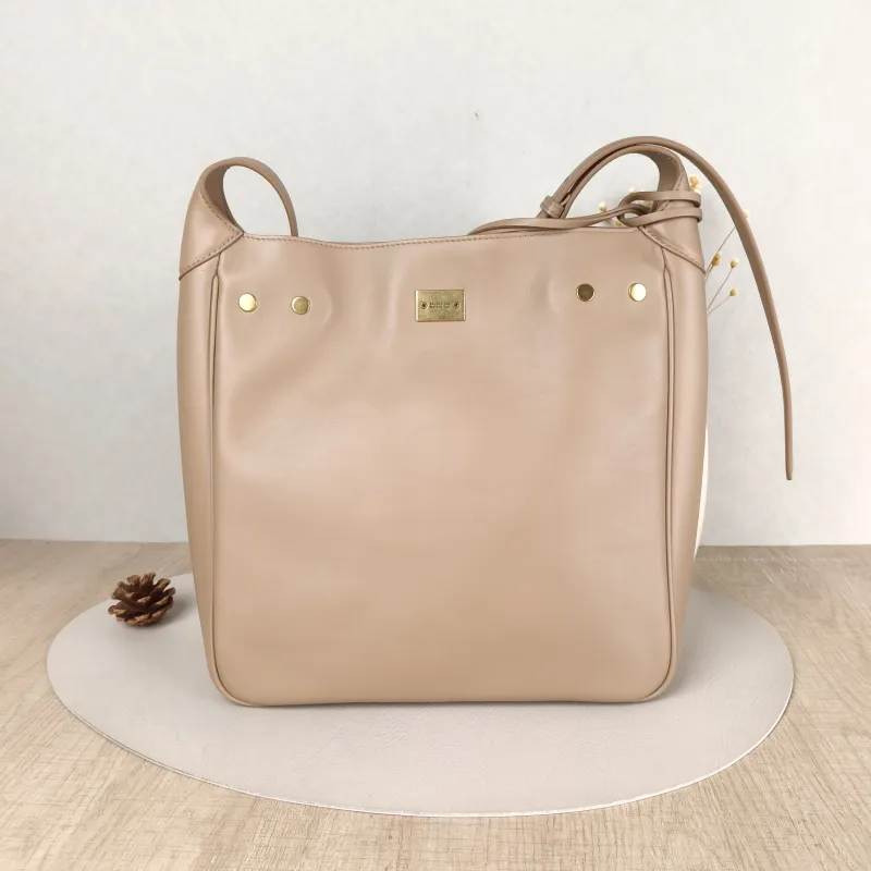 BALENCIAGA Crossbody Bag bel Crossbody Bag Taupe Calfskin One Size 27 × 9 × 28 cm — cover view 3 of 5