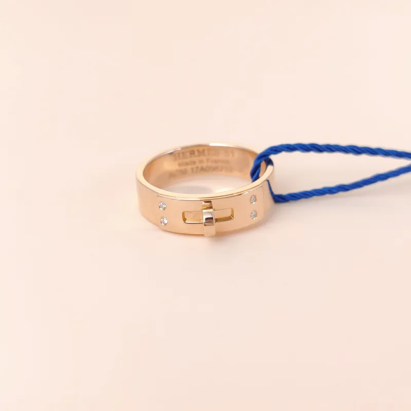 Hermès Ring Kelly Ring Rose Gold Diamond18KR ose Gold Small 51
