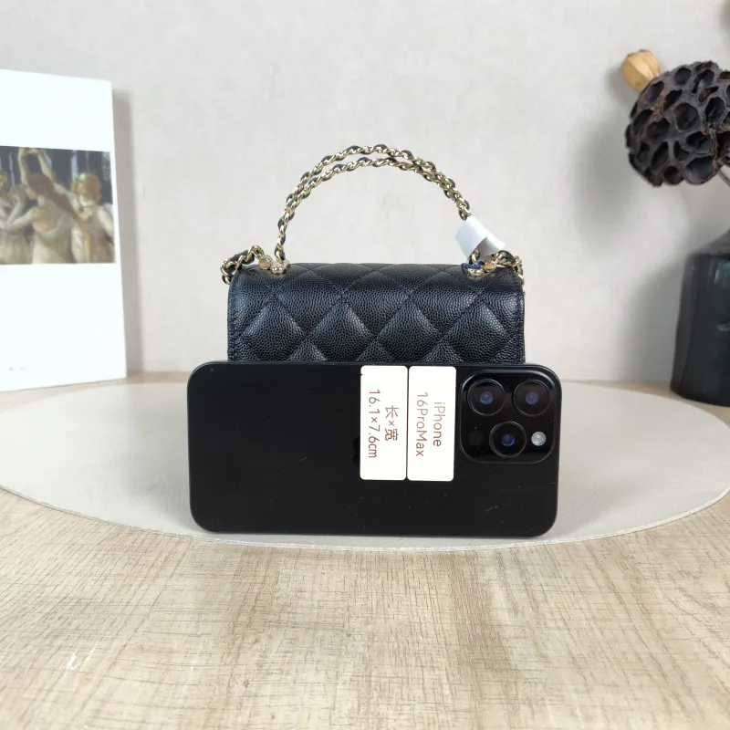 Chanel Crossbody Bag kelly Black Grained Calfskin nano 15 × 5 × 11 cm — cover view 3 of 6