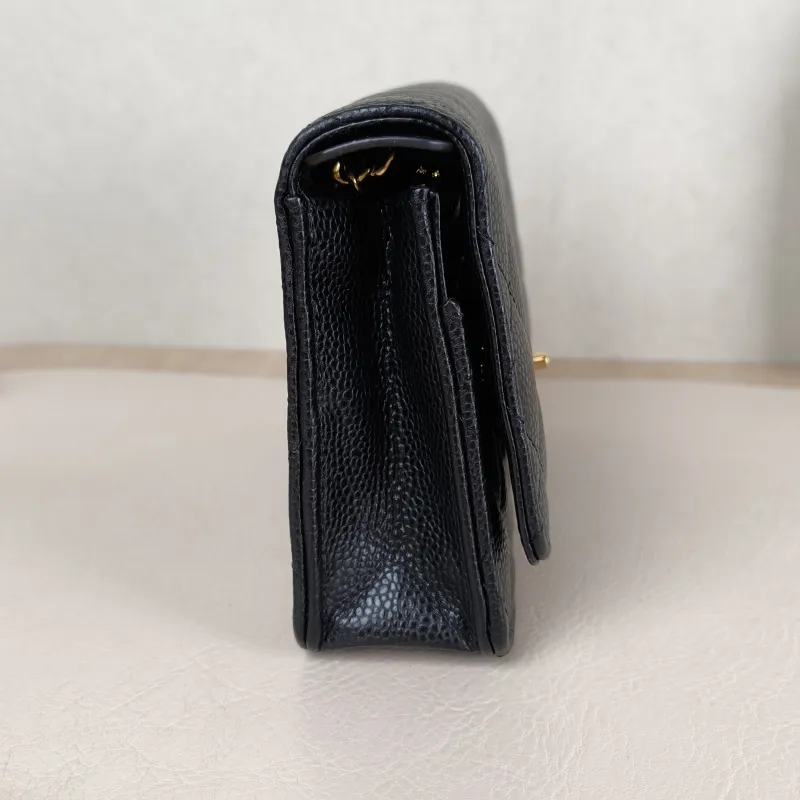 Chanel Crossbody Bag Classic Flap WOC CF WOCWOC Bag Black Grained Calfskin Mini 19.2 × 3.5 × 12.3 cm — detail view 7 of 13