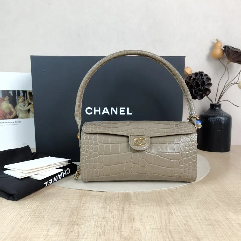 Chanel Shoulder Bag 26a Collection Crossbody Bag Grey Calfskin One Size 23 × 11 × 12.5 cm — cover view 6 of 6