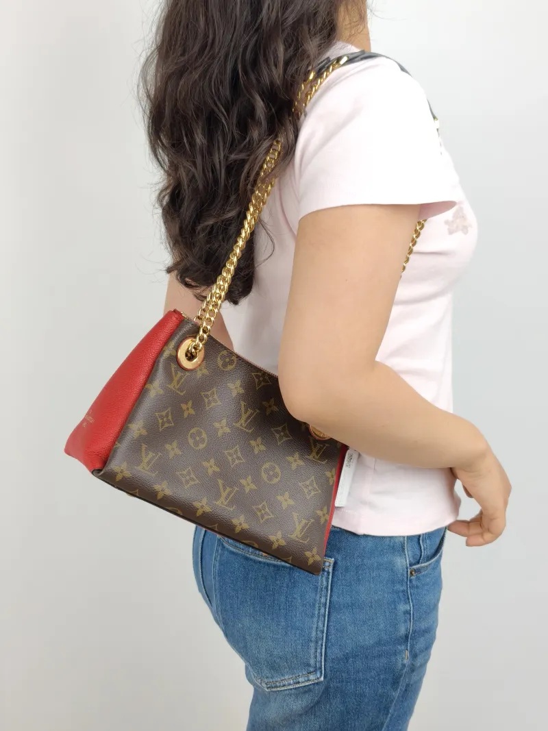 Louis Vuitton Crossbody Bag Surène BB Chain Bag Red Monogram PVC · Calfskin BB 24 × 11 × 17 cm — on-model view 2 of 2