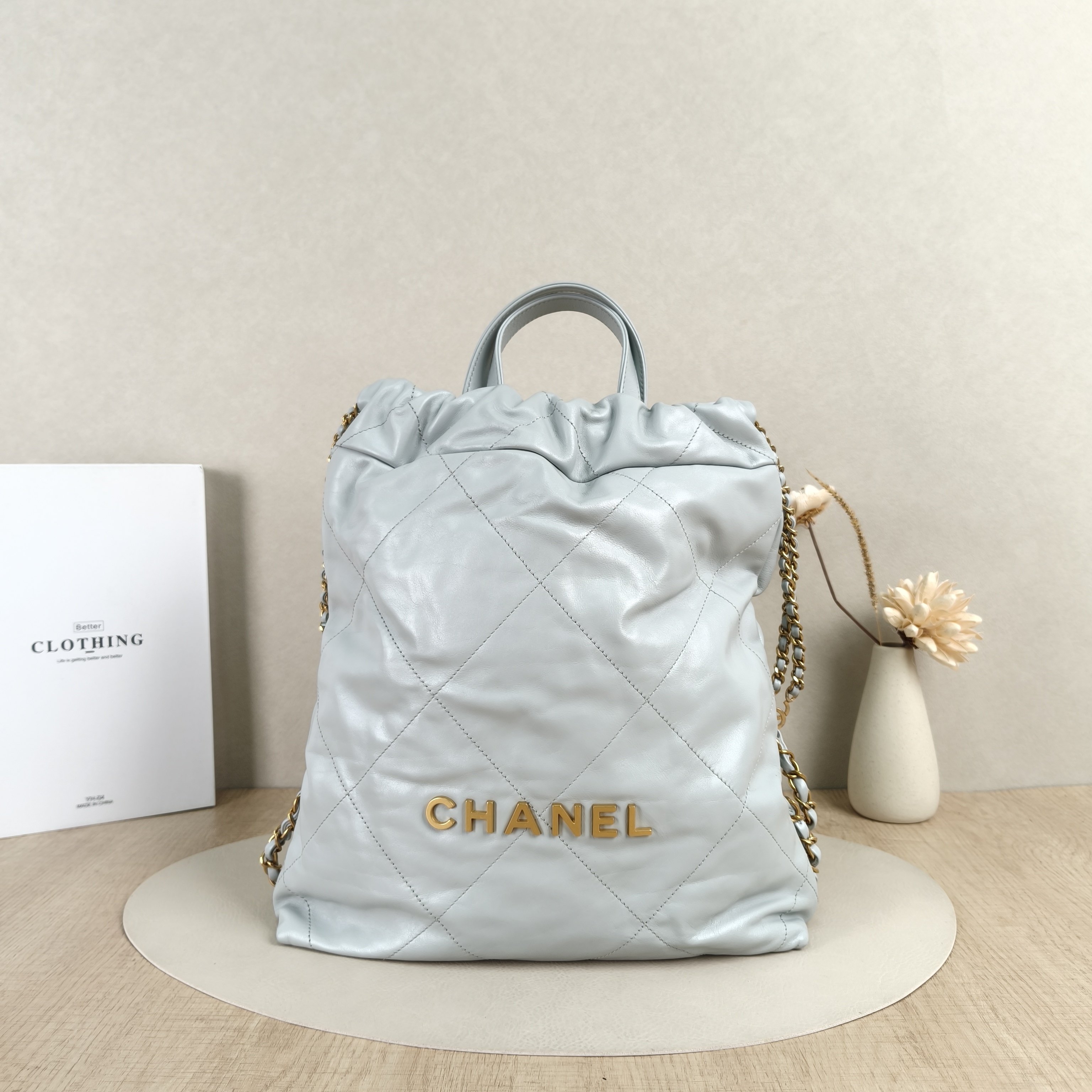 Chanel Backpack22Bag Backpack Blue CC alfskin Small29 × 8 × 34 cm