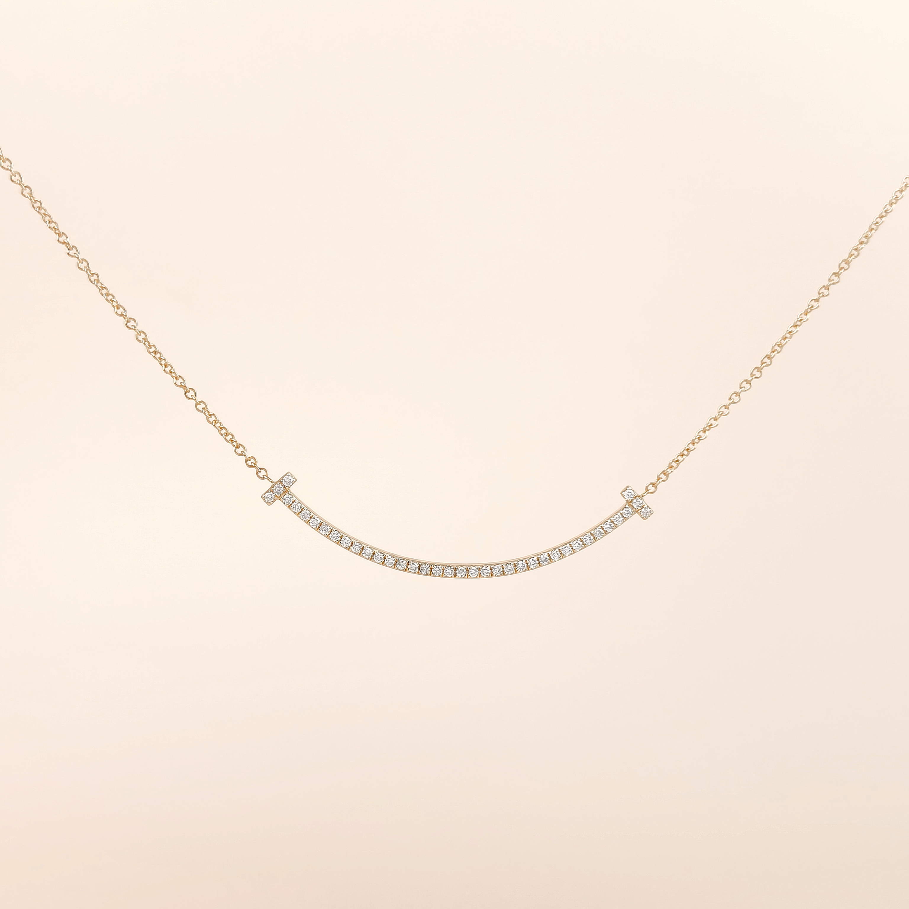 Tiffany&Co. Necklace TC ollection Smile Yellow Gold Pavé Diamond Yellow Gold Diamond18KY ellow Gold Small40.6-45.7