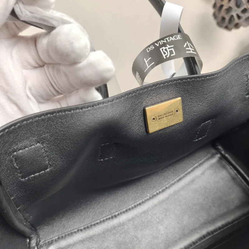 BALENCIAGA Crossbody Bag Bel air Black with Gold-Tone Hardware Calfskin Mini 23.5 × 8 × 17 cm — detail view 11 of 13