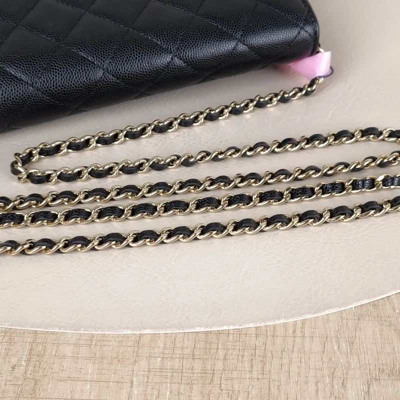 Chanel Crossbody Bag Classic Flap WOC CF WOCWOC Bag Woven c Black Calfskin One Size 19.2 × 3.5 × 12.3 cm — detail view 8 of 12