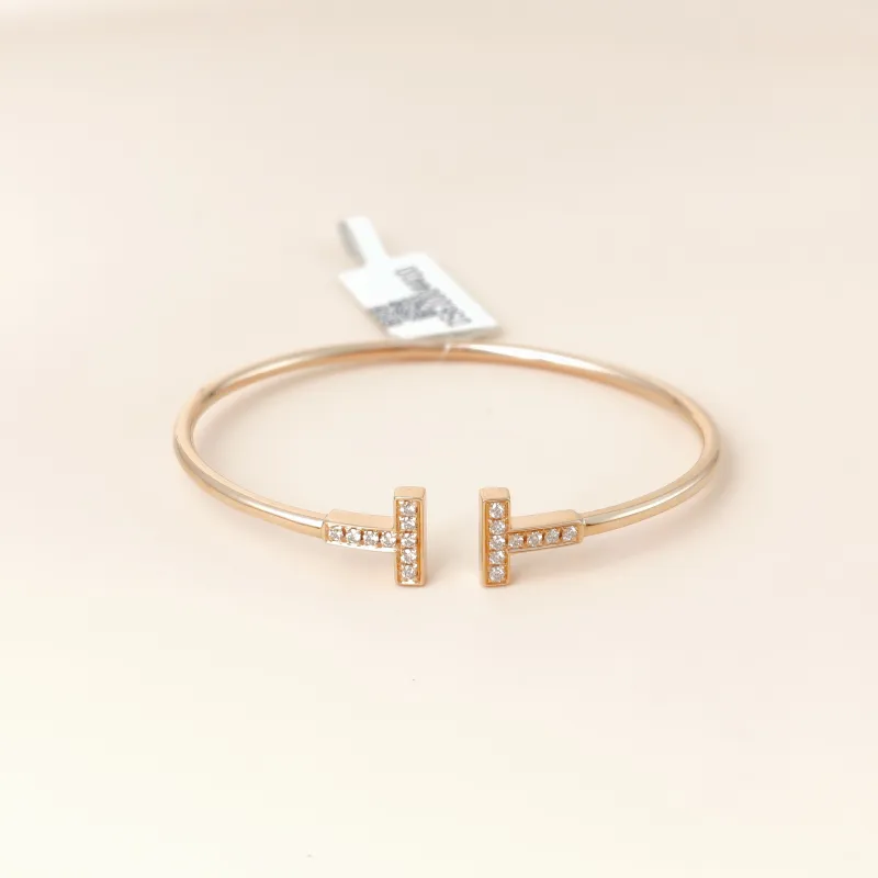 Tiffany&Co. Bangle TC ollection T Rose Gold Rose Gold 18KR ose Gold Diamond Medium 15.9