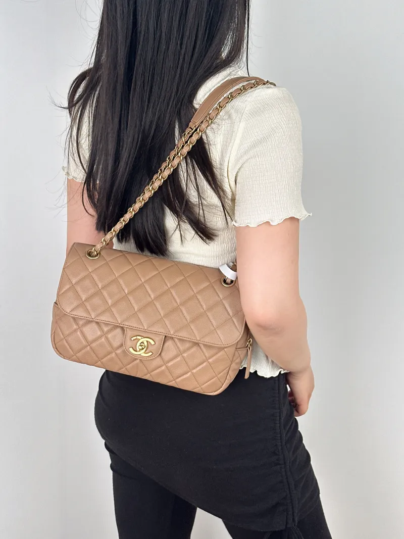 Chanel Crossbody Bagcf Collection Crossbody Bag Taupe Calfskin One Size26 × 6 × 17 cm — on-model view 2 of 2