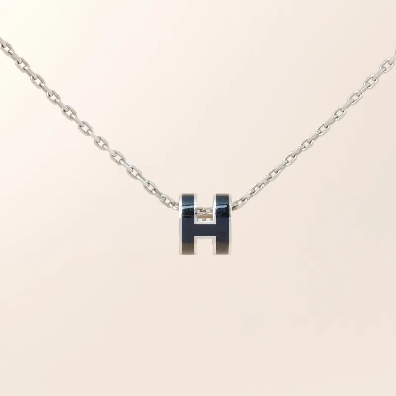 Hermès Necklace Pop HN ecklace Silver Black Mini 40cm