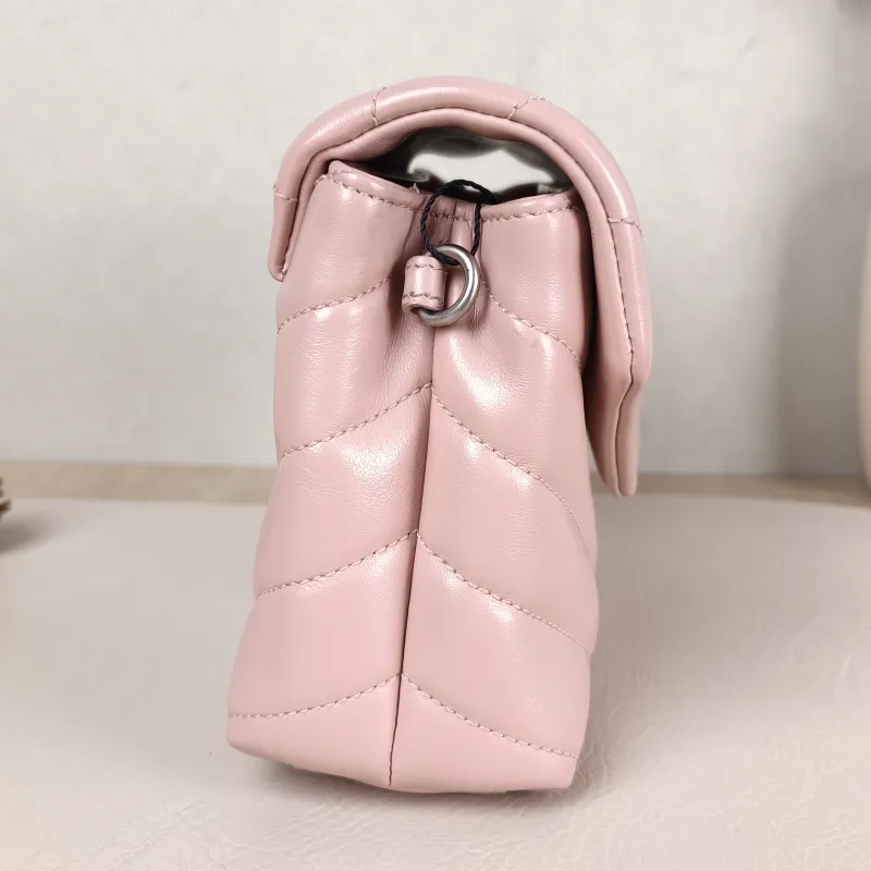 SAINT LAURENT Shoulder Bag LOULOU Pink Calfskin Mini 20 × 7.5 × 14 cm — detail view 5 of 11