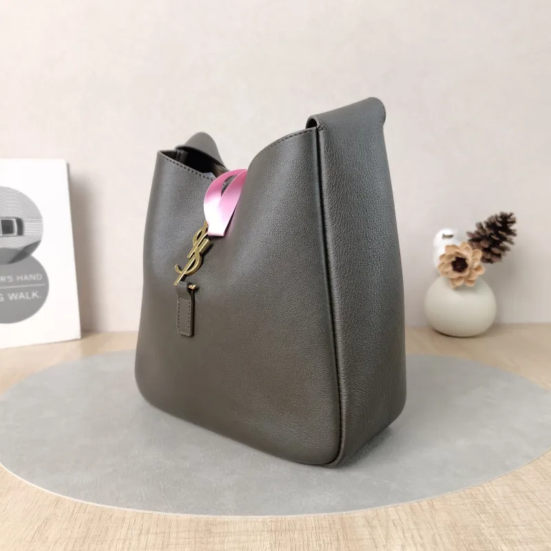 SAINT LAURENT Shoulder Bag LE 5 À 7 Hobo Dark Grey Calfskin Small22 × 8.5 × 23 cm — cover view 3 of 5