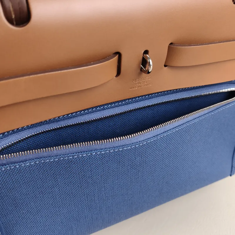 Hermès Crossbody Bag Herbag 31 Blue Caramel Canvas Medium 30.5 × 11 × 25.5 cm Y — detail view 5 of 11