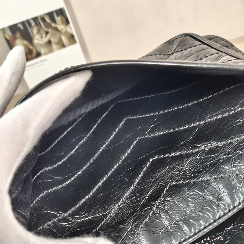 SAINT LAURENT Crossbody Bag Niki D Waxed Leather Calfskin Medium 28 × 8.5 × 20 cm — detail view 8 of 12