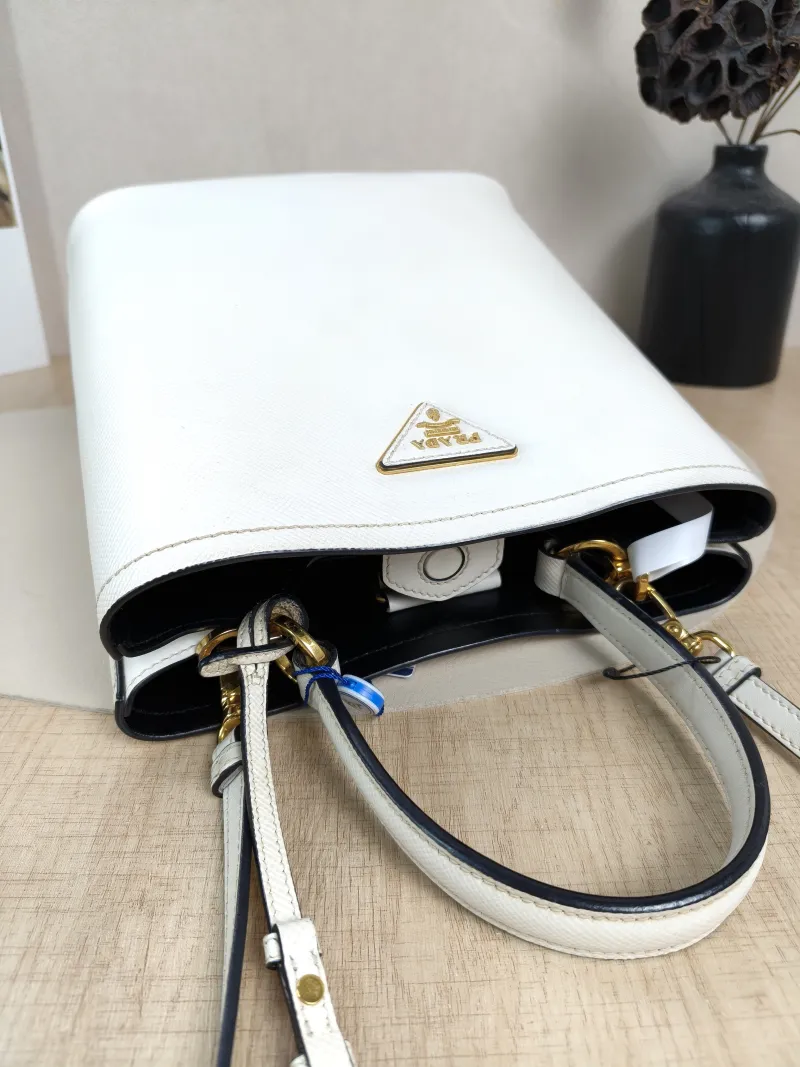 PRADA Shoulder Bag Panier White Calfskin Medium22.5 × 13 × 21.5 cm — detail view 10 of 12