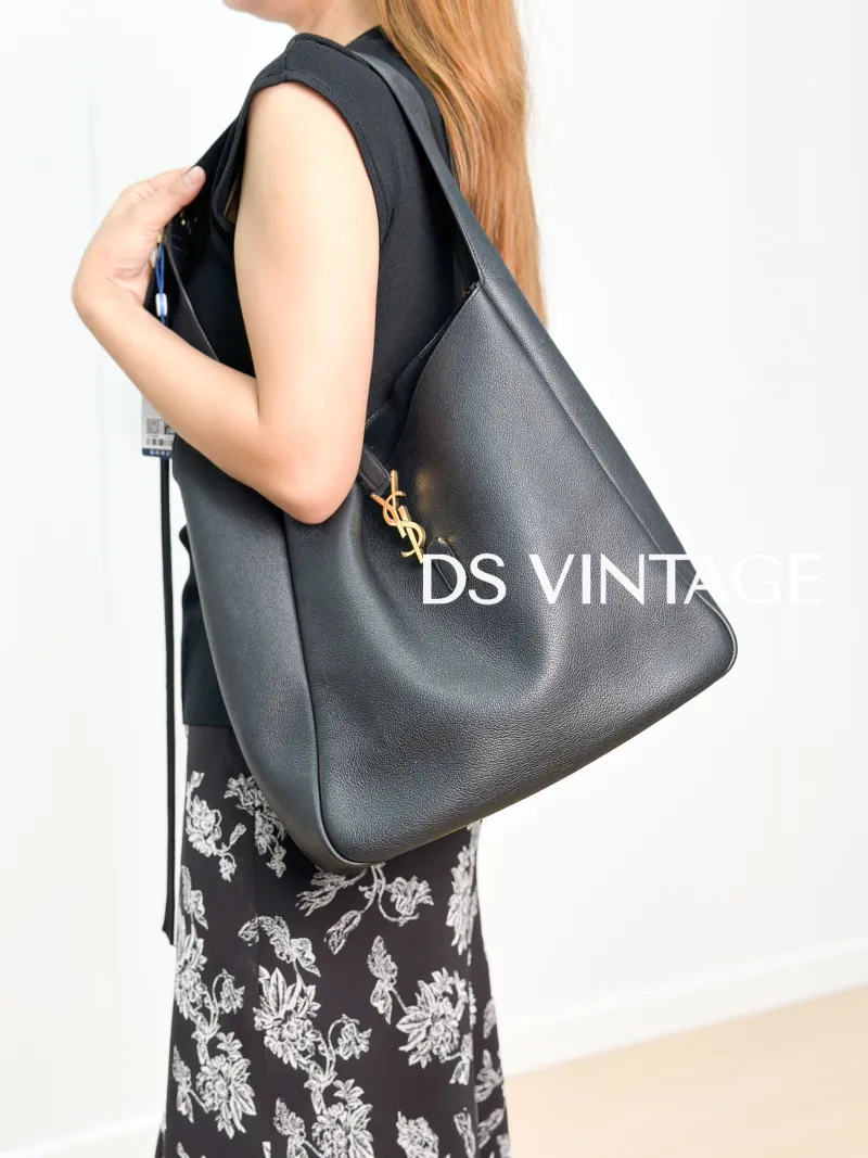 SAINT LAURENT Shoulder Bag LE 5 À 7 Hobo Black Calfskin Large30 × 13 × 31 cm — on-model view 3 of 3