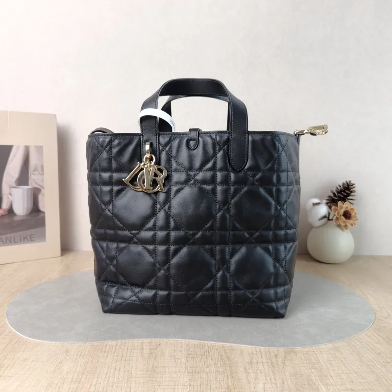 DIOR Top Handle Bag TOUJOURS Edition Black Calfskin Medium 23 × 16 × 24 cm