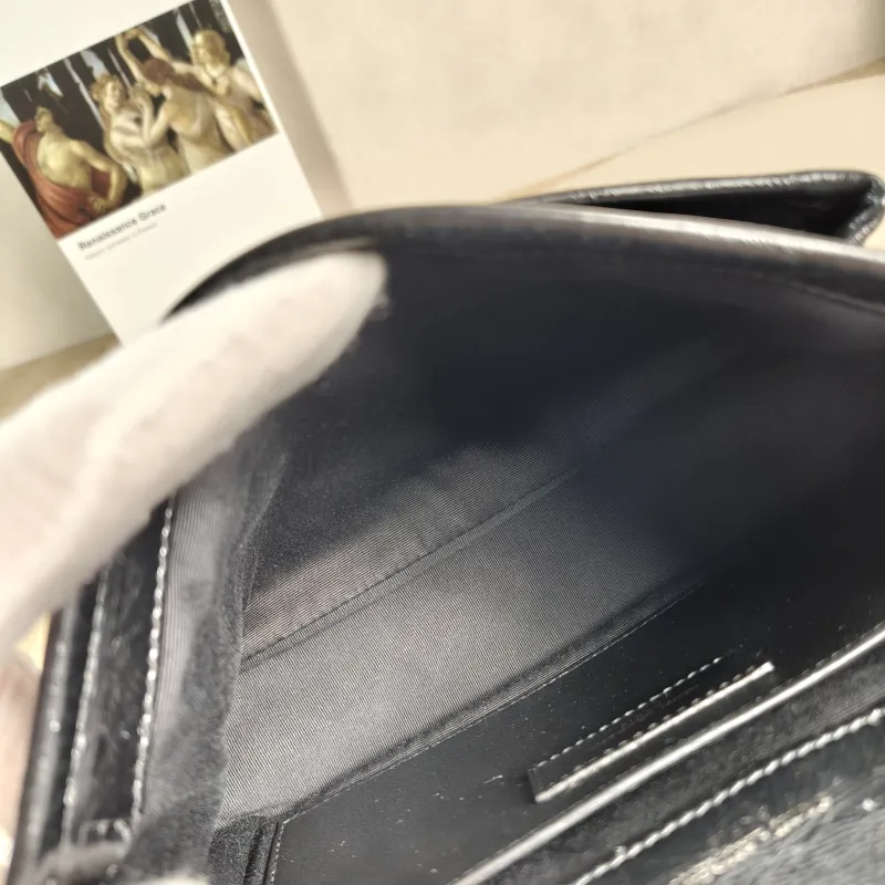 SAINT LAURENT Crossbody Bag Niki Black Waxed Leather Calfskin Small 21 × 7.5 × 16 cm — detail view 5 of 13