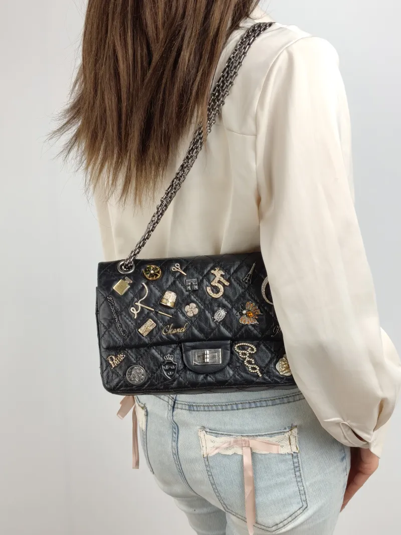 Chanel Crossbody Bag 2.55 Black Calfskin Small 24 × 7.5 × 16 cm 20 — on-model view 2 of 2