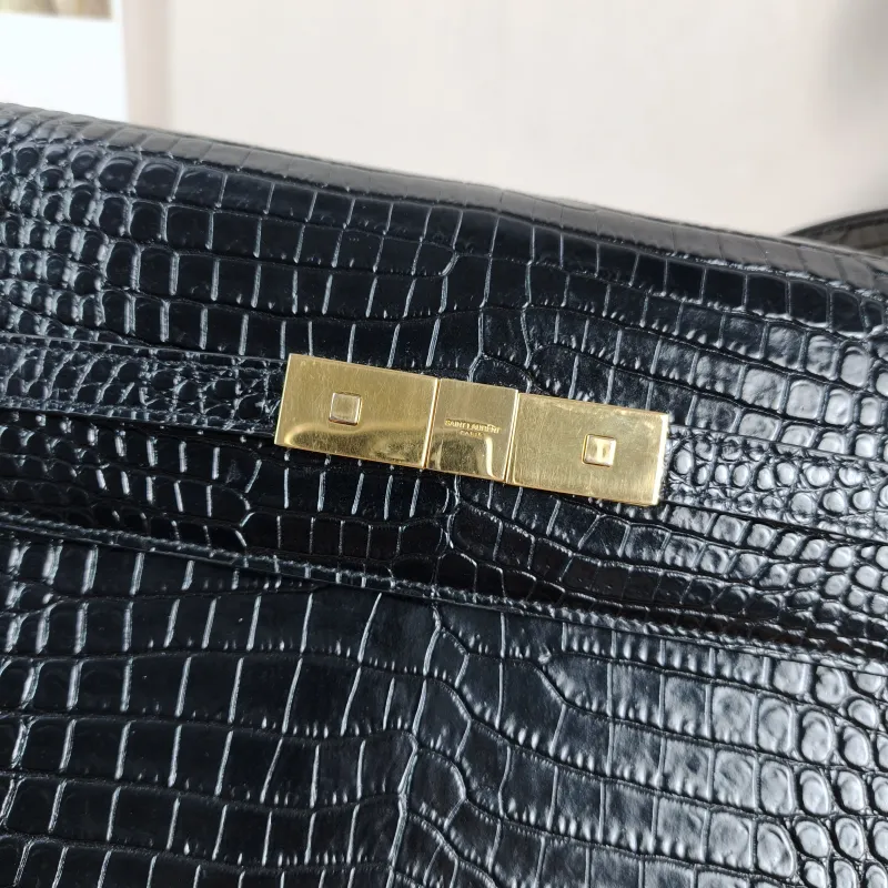 SAINT LAURENT Shoulder Bag MANHATTAN Black Embossed Calfskin Medium 29 × 7.5 × 20 cm — detail view 2 of 13