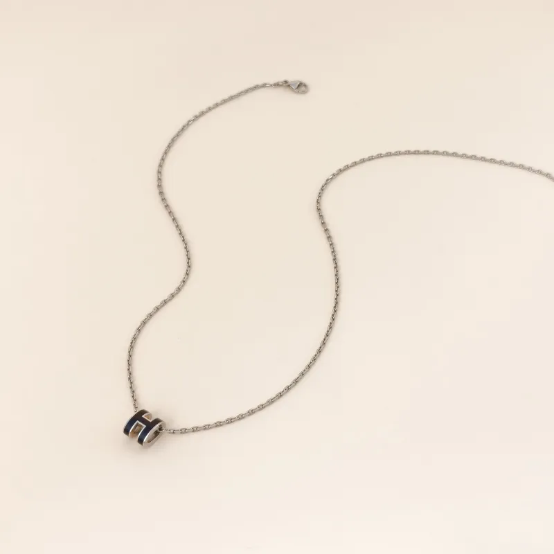 Hermès Necklace Pop HN ecklace Silver Black Mini 40cm — cover view 2 of 8