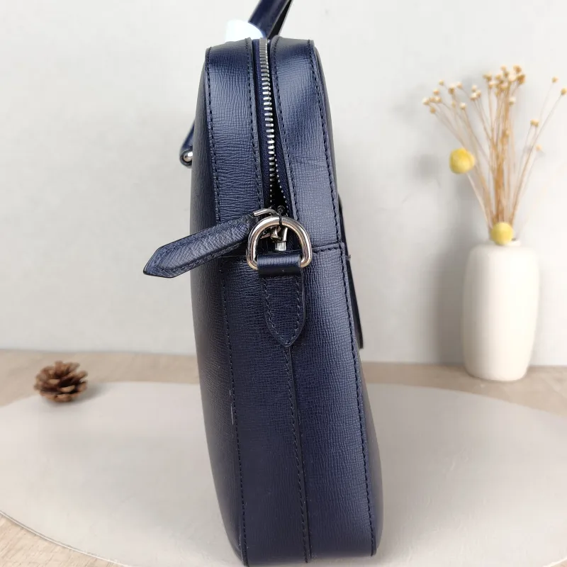 BURBERRY Top Handle Bag Shoulder Bag Blue Calfskin One Size 37 × 7 × 27 cm — detail view 3 of 12