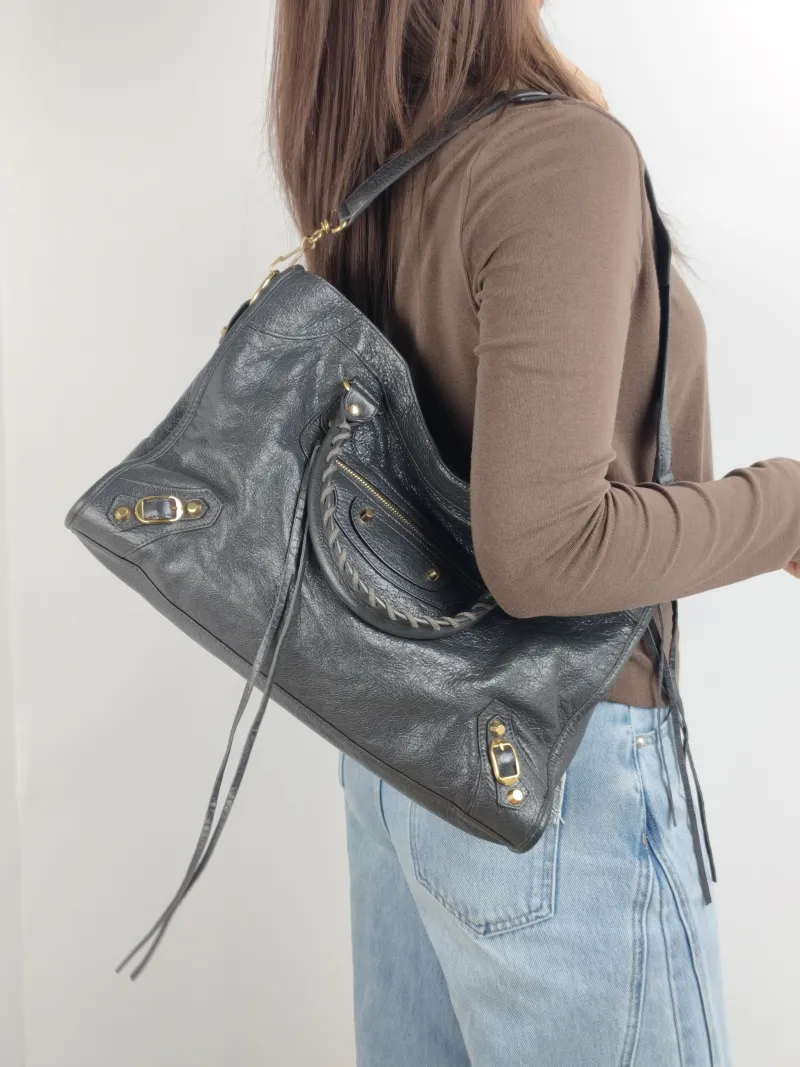 DIOR Top Handle Bag TOUJOURS Edition Black Calfskin Medium 23 × 16 × 24 cm — on-model view 2 of 2