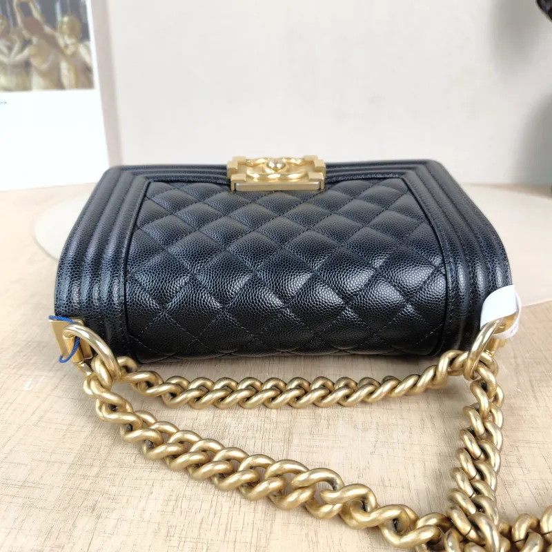 Chanel Crossbody Bag Le Boy​ Black Grained Calfskin Small 20.5 × 8.5 × 12 cm — detail view 12 of 12