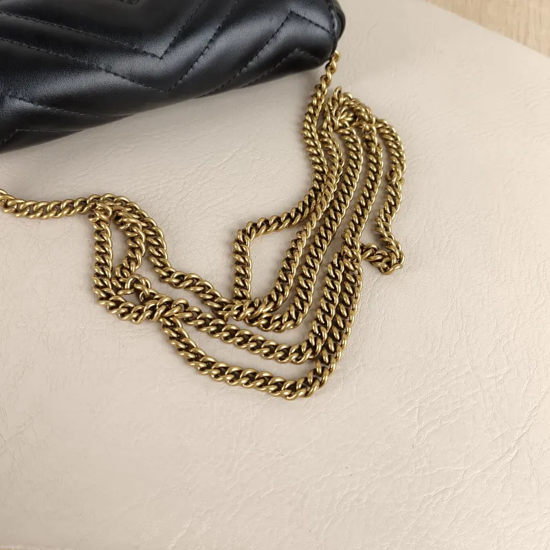 GUCCI Crossbody Bag GG Marmont Mini Marmont Mini Black Calfskin Mini 16.5 × 4.5 × 9.5 cm — detail view 8 of 12