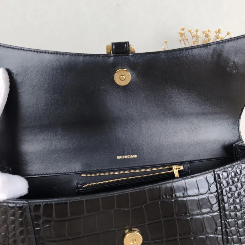 BALENCIAGA Shoulder Bag Hourglass Strech Hourglass Bag Black Calfskin One Size 35 × 6.5 × 16 cm — detail view 1 of 11