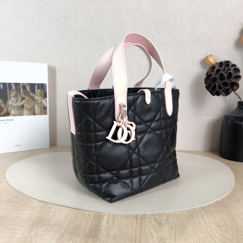 DIOR Top Handle Bag TOUJOURS Edition Black Pink Calfskin Small 18.5 × 12 × 18.5 cm — cover view 2 of 5